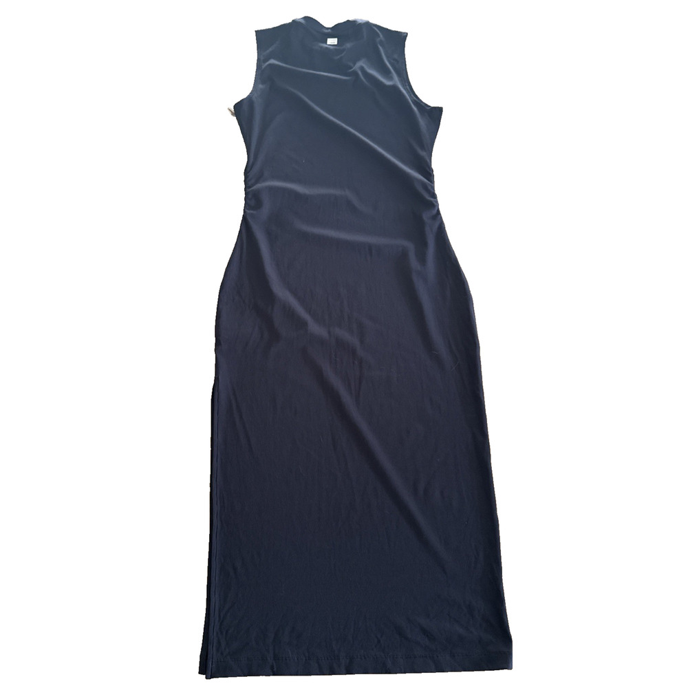 VUORI Womens Pose Sands Dress Size Lg Midi Sleeveless Black Ribbed Stretch VW613 - Picture 8 of 9